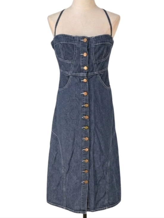 Dresses & Skirts - Denim Button-Front Maxi Dress - Dark Blue